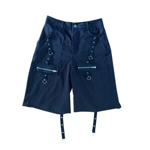 Womens Bondage Shorts Size S Black Goth Punk Alt Emo Strappy Zipper D-Ring Edgy